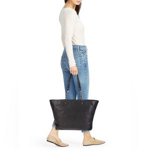 Mint Rebecca Minkoff Black Pebble Leather Chain Tote